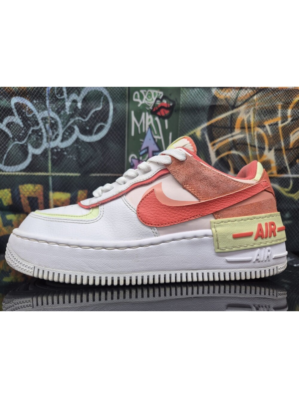 Nike Air Force 1 Shadow White Peach and Yellow Shoes Women’s Size 8W so fresh🔥